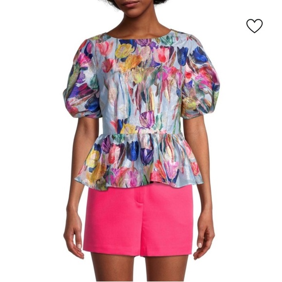 MILLY Bennet Peplum Blouse M - Picture 6 of 10